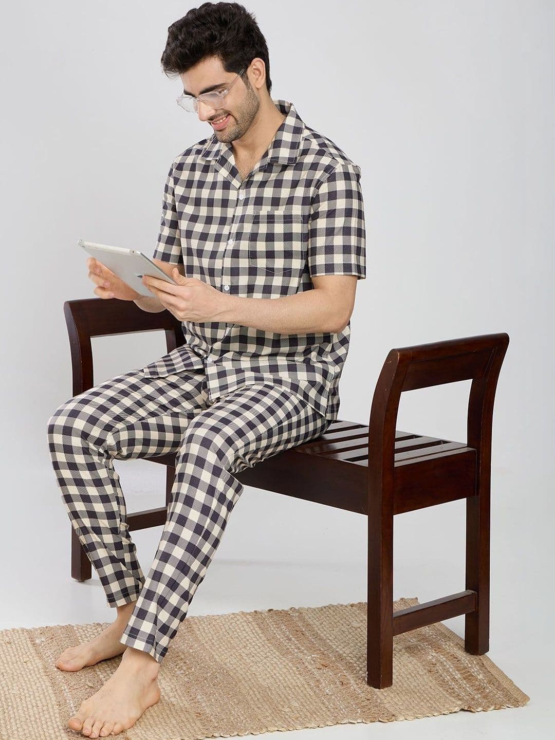 ETC Men Checked Night suit thumbnail 6