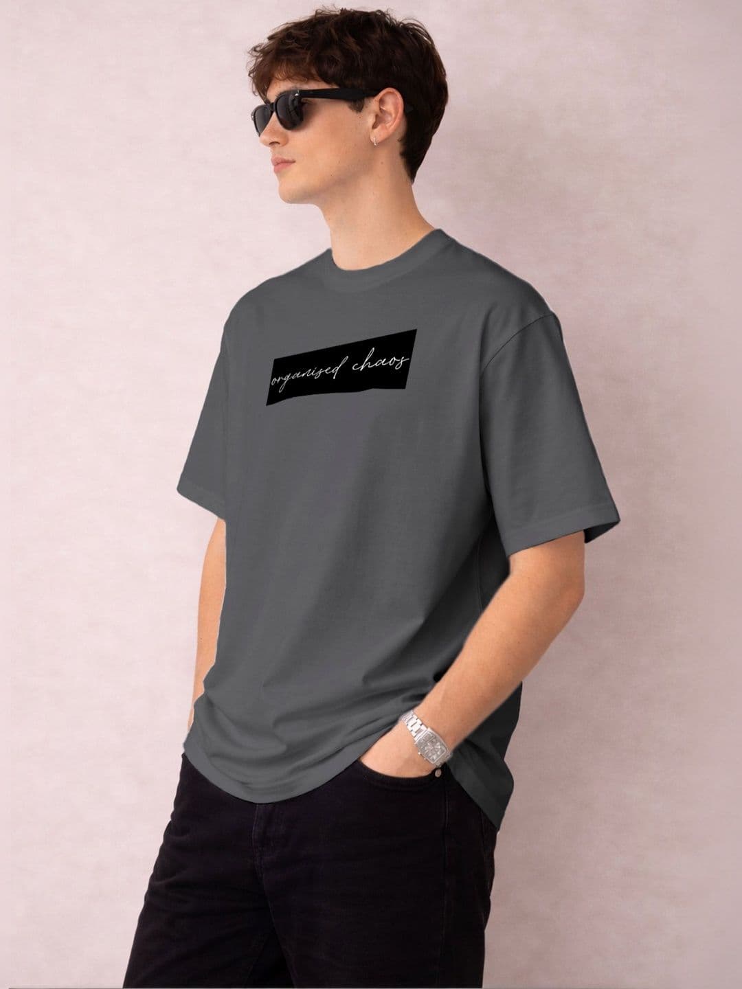 The Roadster Lifestyle Co Printed Organic Cotton Round Neck Oversized Tshirts thumbnail 3