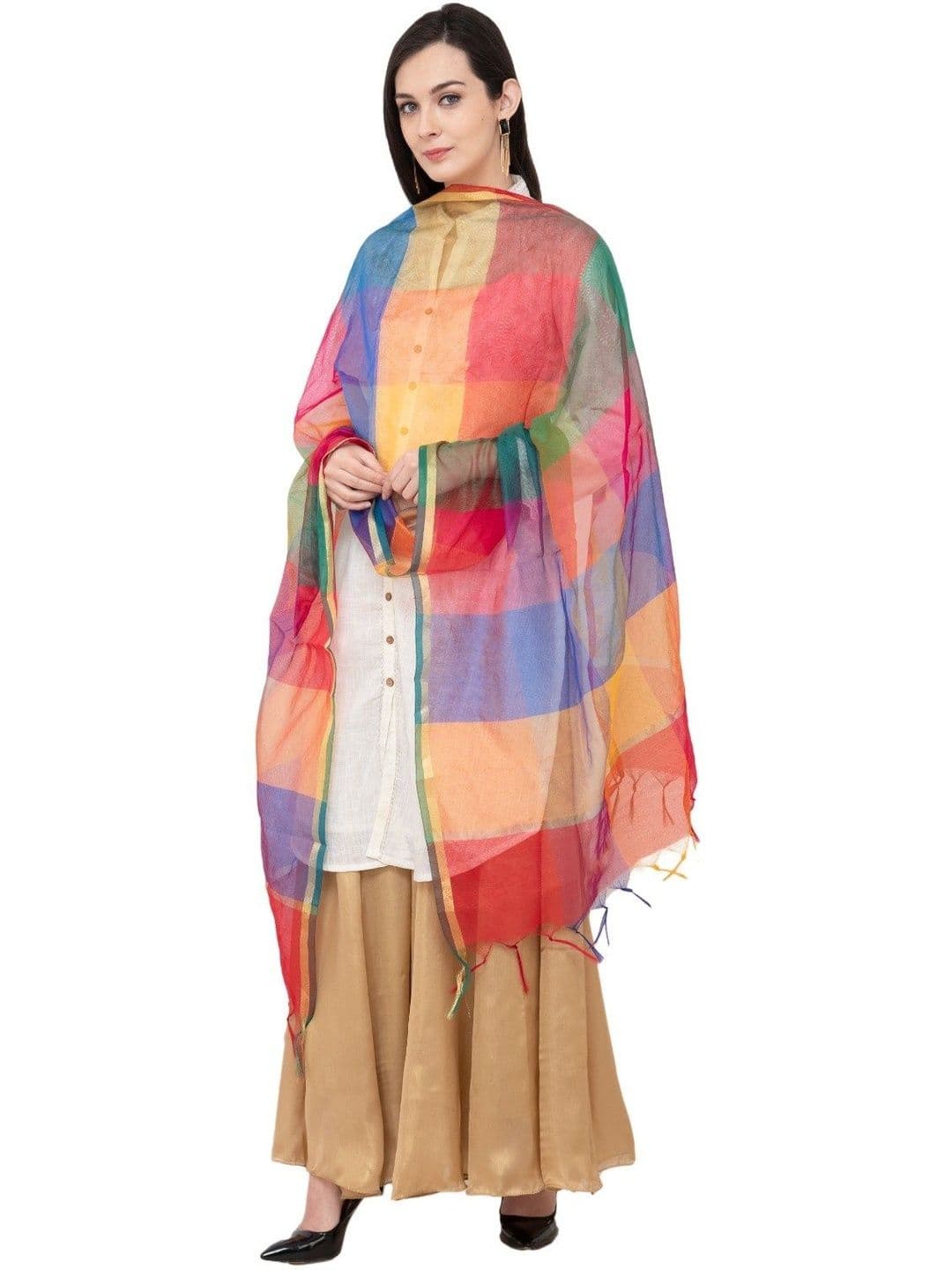 A R SILK Checked Dupatta thumbnail 5