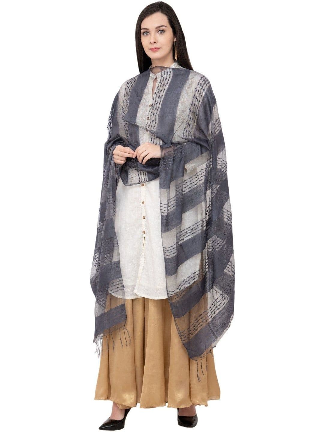 A R SILK Striped Dupatta thumbnail 4