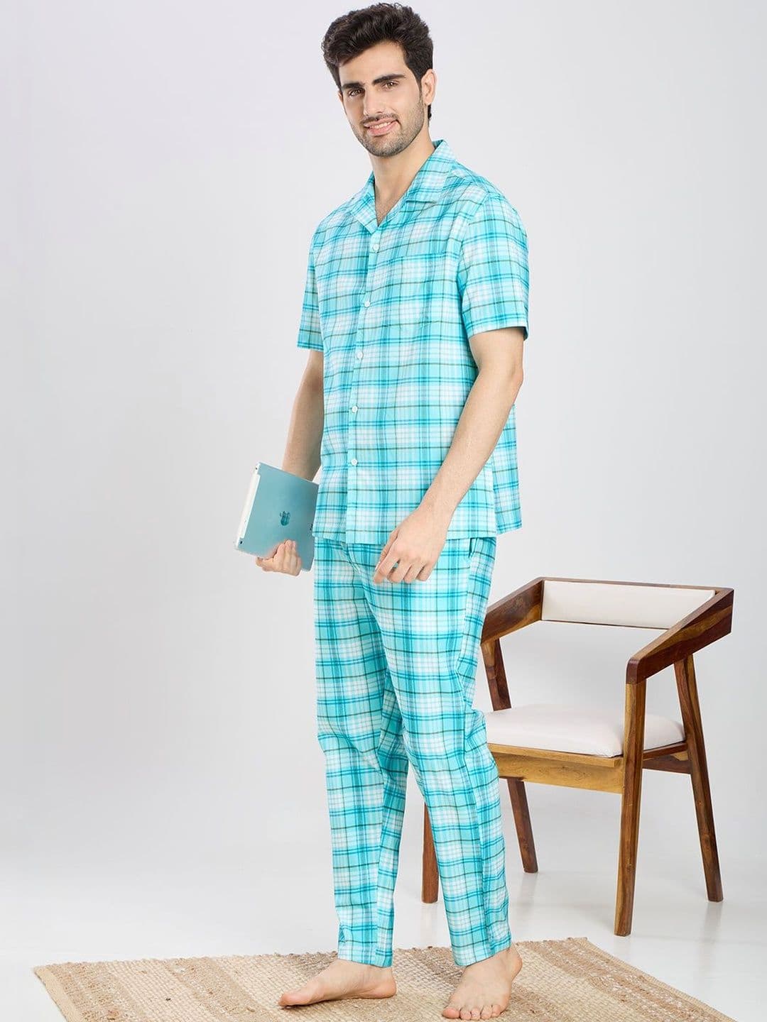 ETC Men Checked Night suit thumbnail 3
