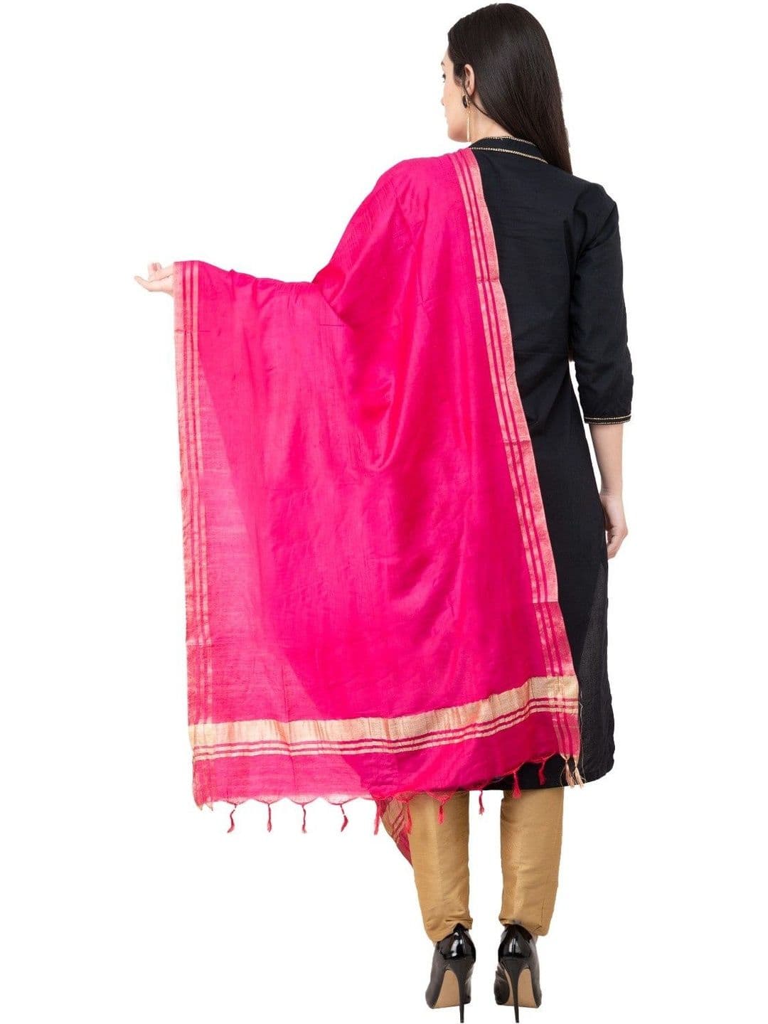 A R SILK Woven Design Dupatta with Zari thumbnail 4