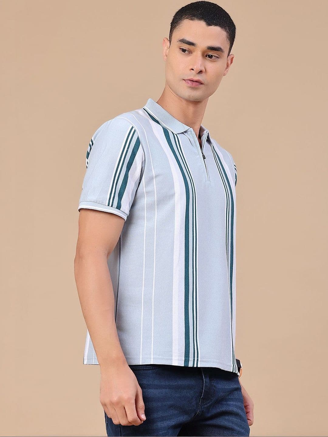 V-Mart Men Striped Polo Collar T-shirt thumbnail 5