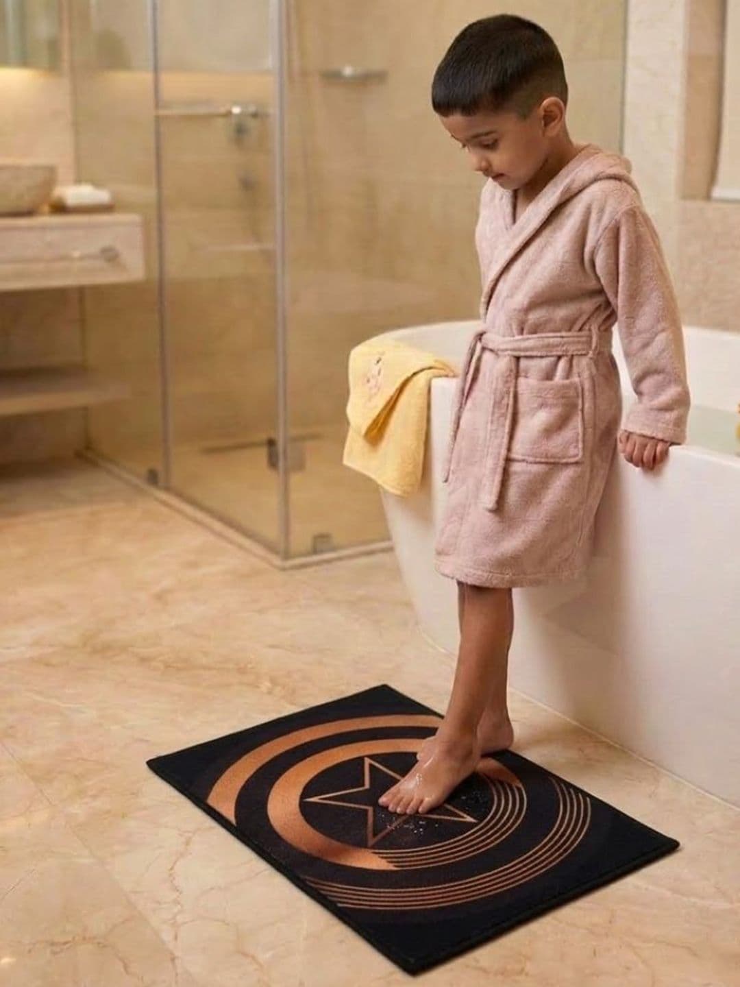 Athom Living Black Marvel Character Theme Kids Anti Slip Bathmat 57x37 thumbnail 3
