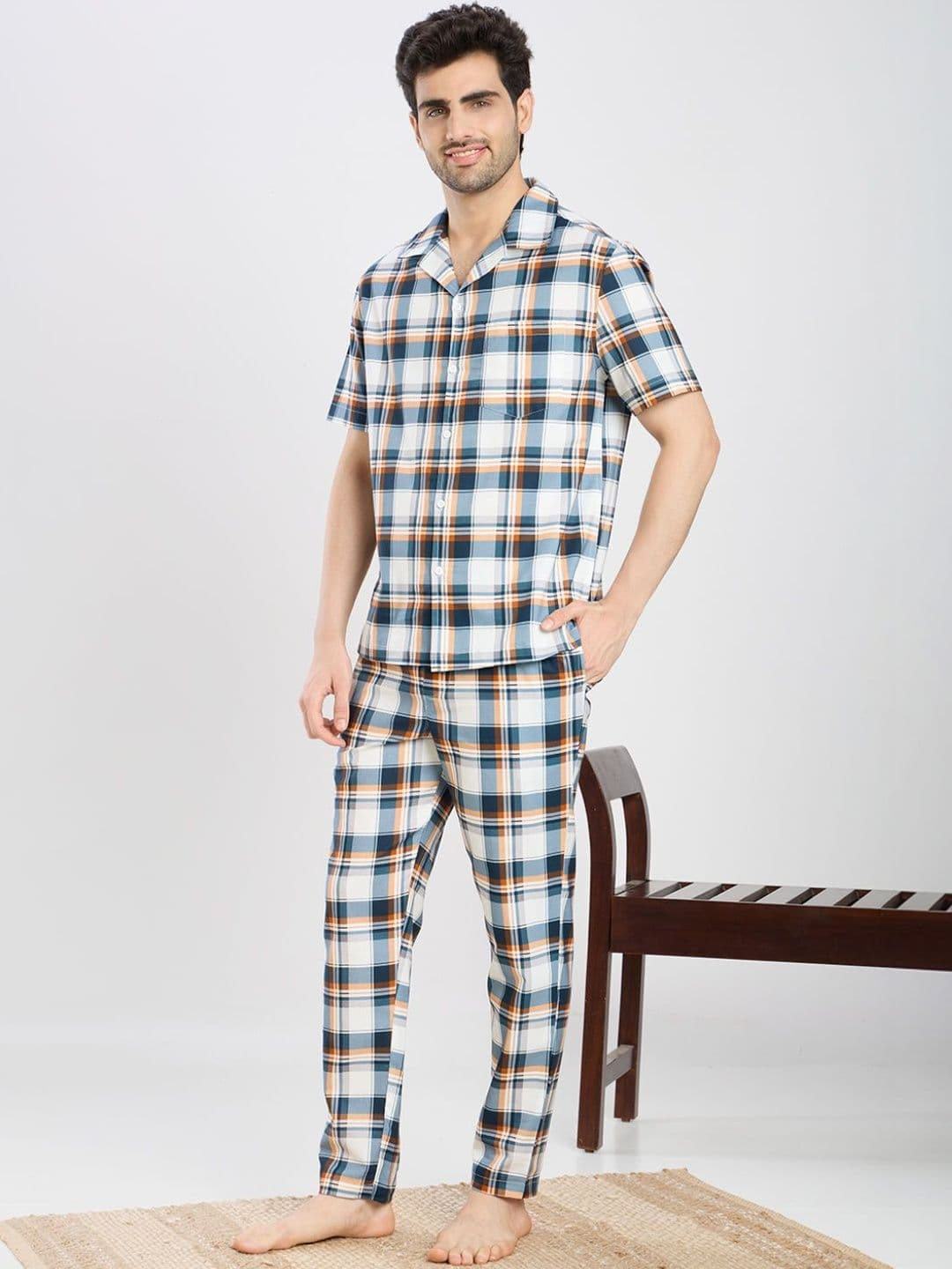 ETC Men Checked Night suit thumbnail 5