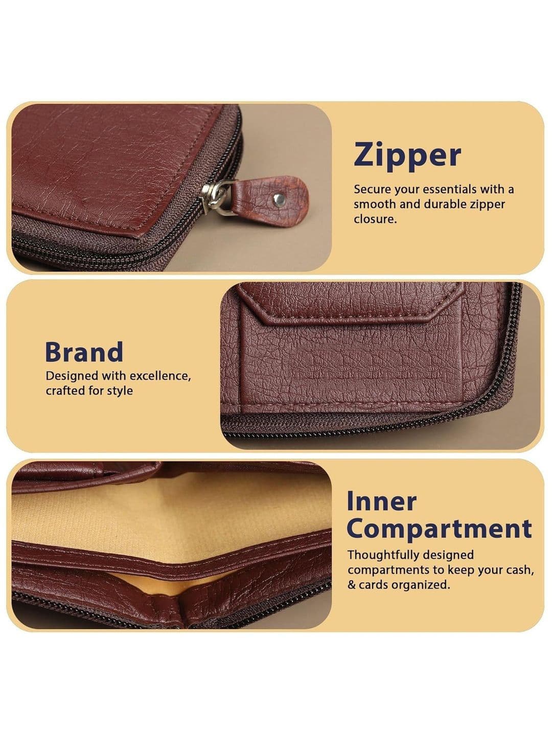 LAER Men Textured PU Zip Around Wallet thumbnail 4