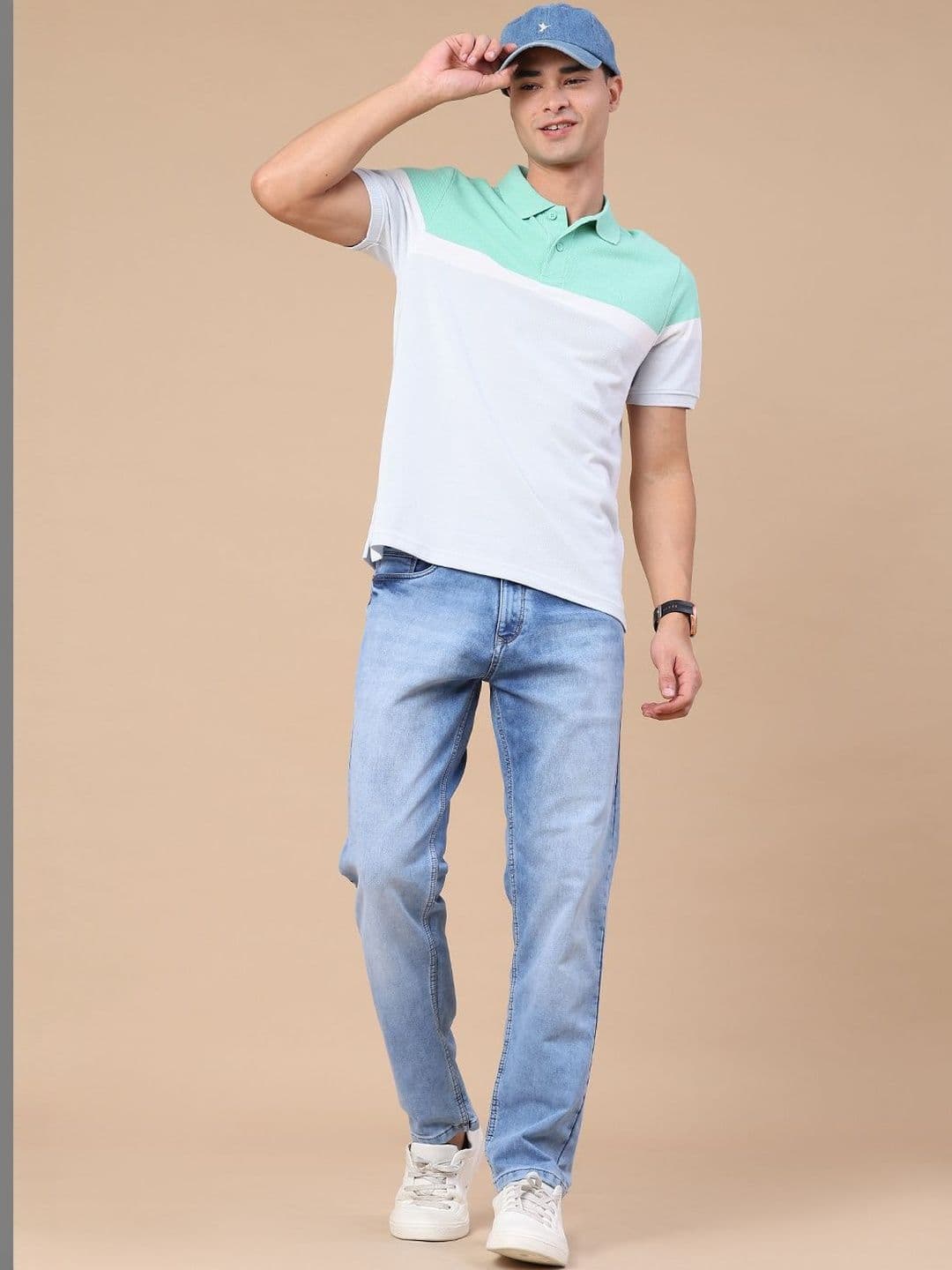V-Mart Men Colourblocked Polo Collar T-shirt thumbnail 3