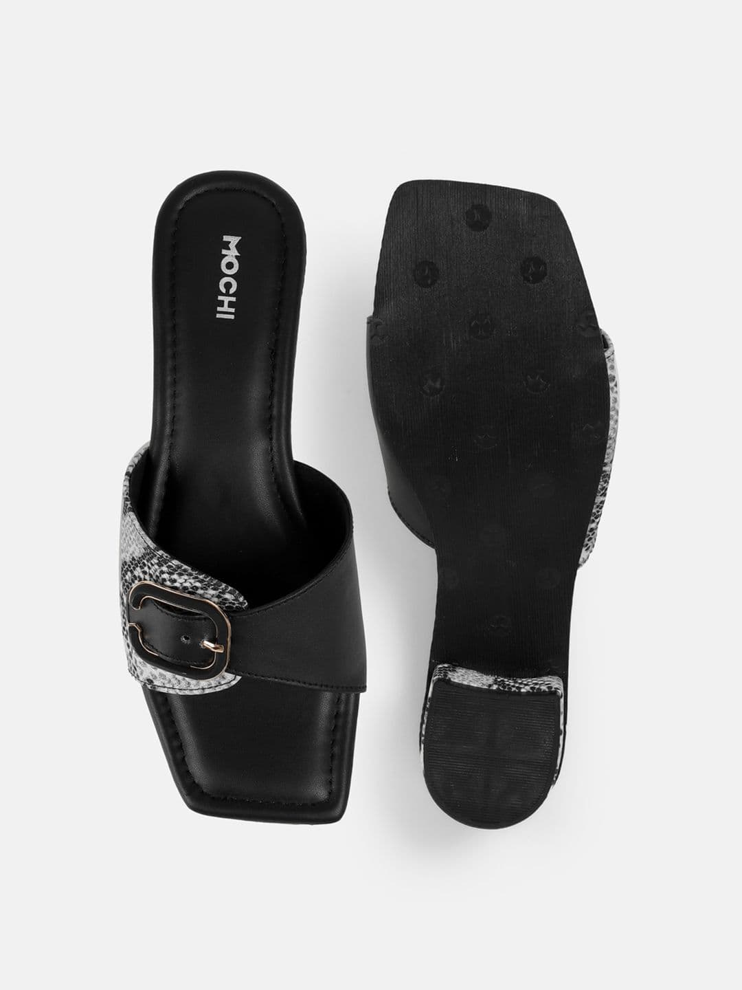 Mochi Printed Block Mules with Buckles thumbnail 4