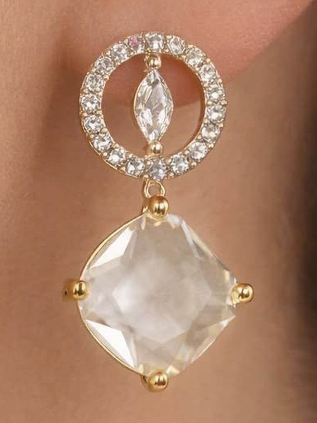Belaci American Diamond Studded Geometric Drop Earrings thumbnail 4
