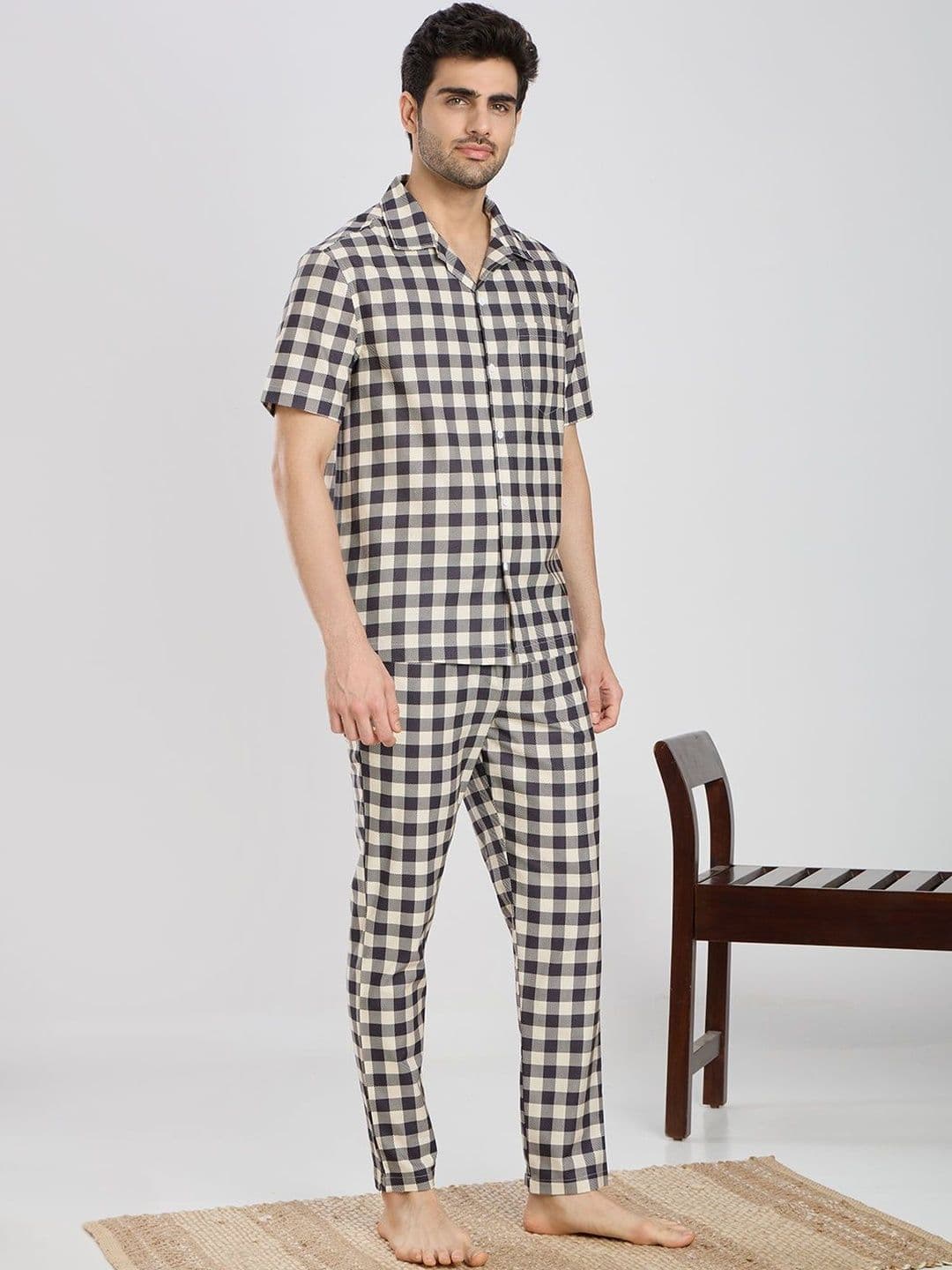 ETC Men Checked Night suit thumbnail 2
