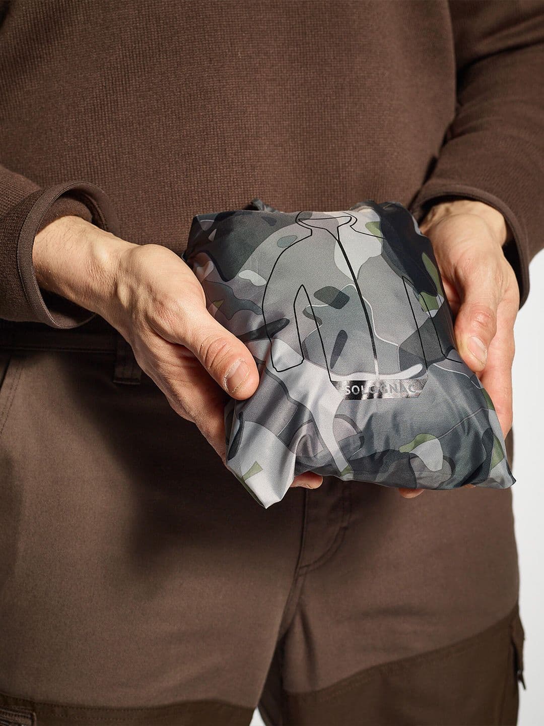 Decathlon Solognac - Men Grey Camo 100 Waterproof Hunting Jacket thumbnail 3