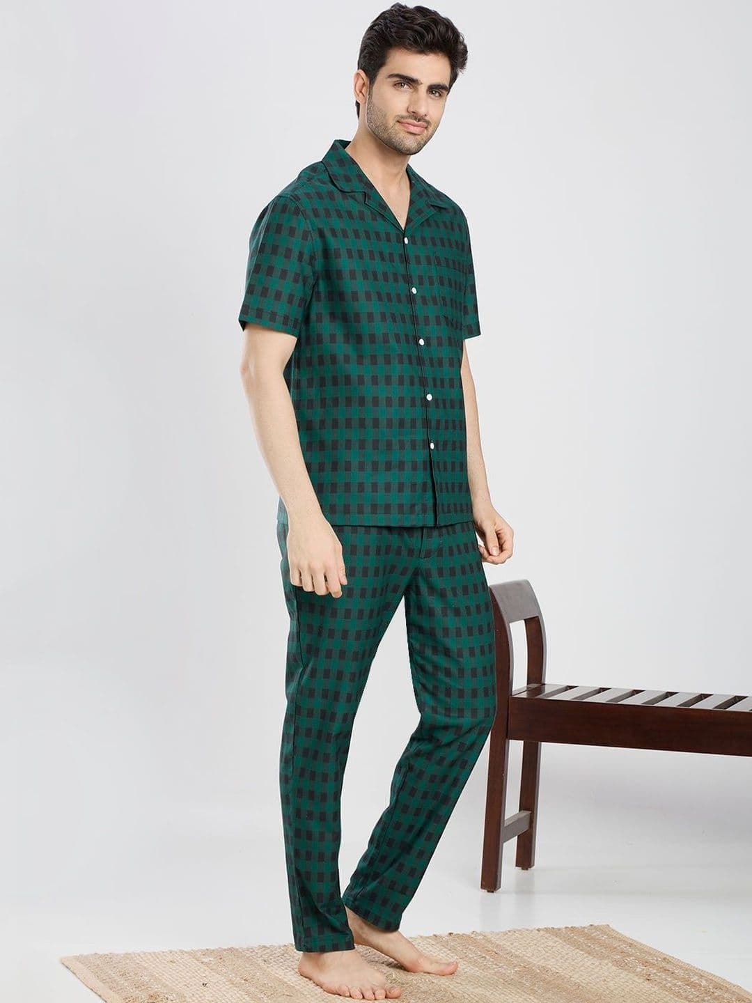 ETC Men Checked Night suit thumbnail 6