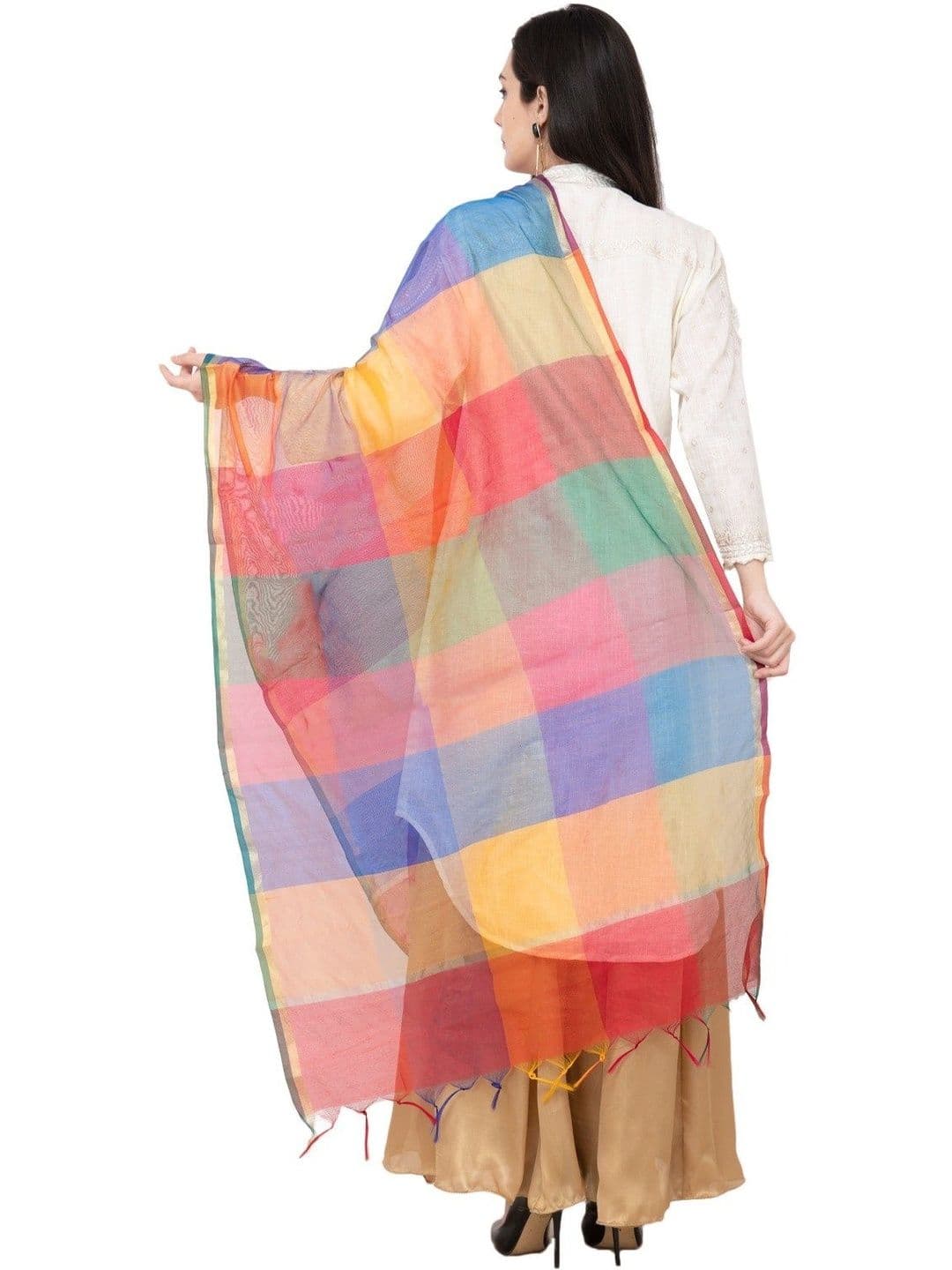 A R SILK Checked Dupatta thumbnail 4