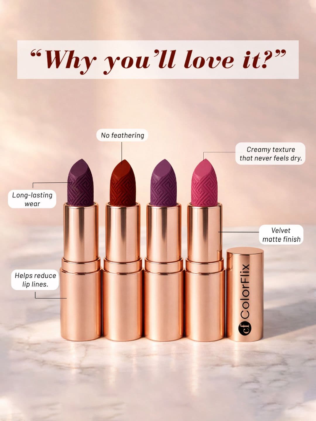 COLORFLIX Set Of 4 Velvet Quad Matte Lipstick - 3.5 g Each thumbnail 6
