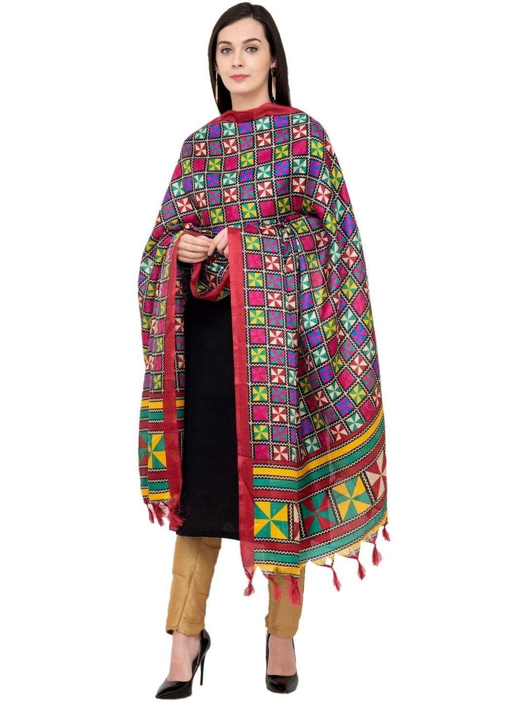 A R SILK Embroidered Dupatta with Thread Work thumbnail 3