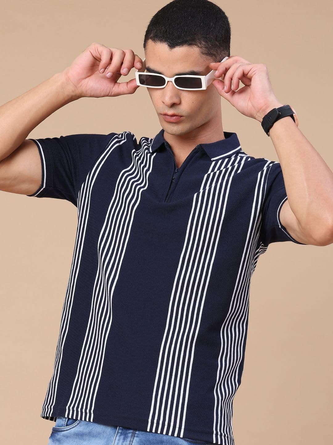 V-Mart Men Striped Polo Collar T-shirt thumbnail 6