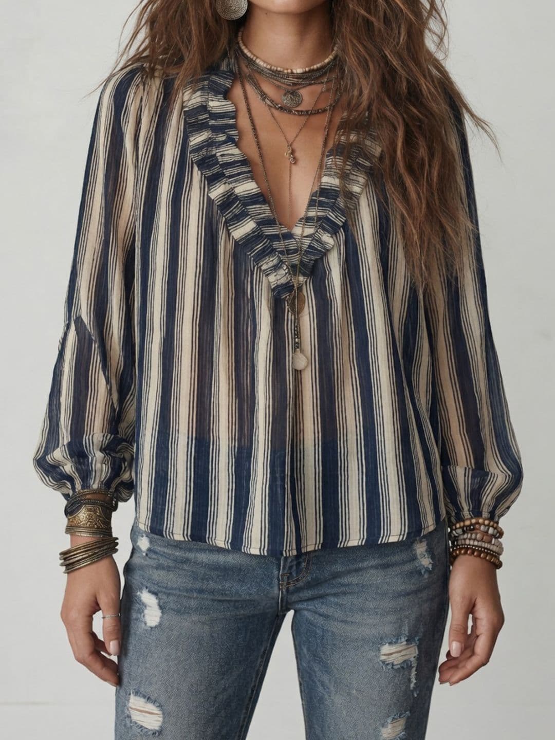StyleCast x Revolte Striped Tie-Up Neck Top thumbnail 5