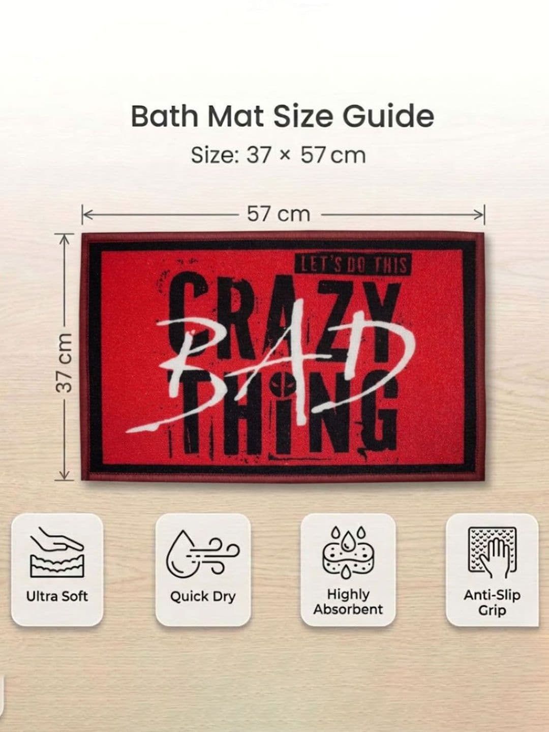 Athom Living Red Marvel Character Theme Kids Anti Slip Bathmat 57x37 thumbnail 5