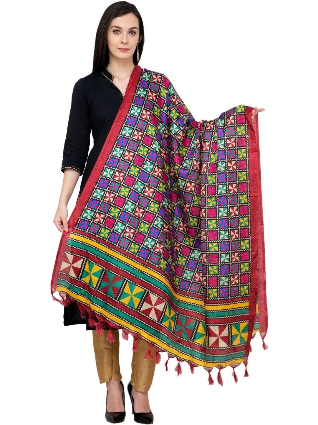 A R SILK Embroidered Dupatta with Thread Work - view 1