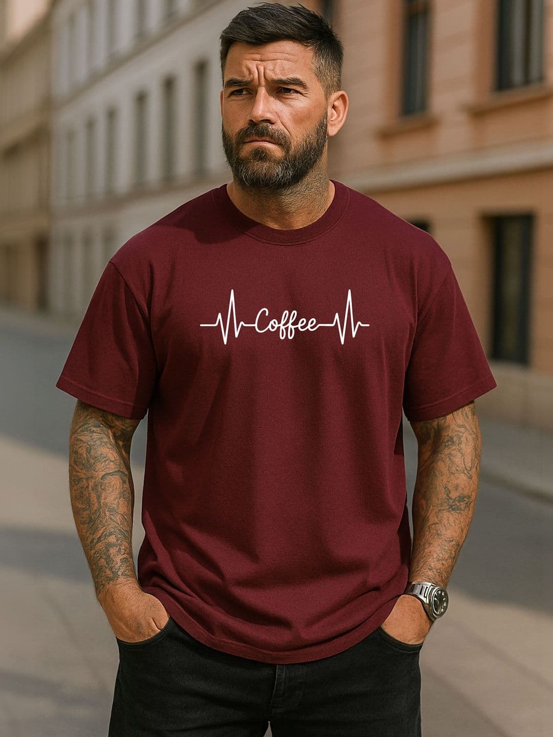 HIOR Typography Printed Round Neck Pure Cotton Oversized T-shirt - view 1