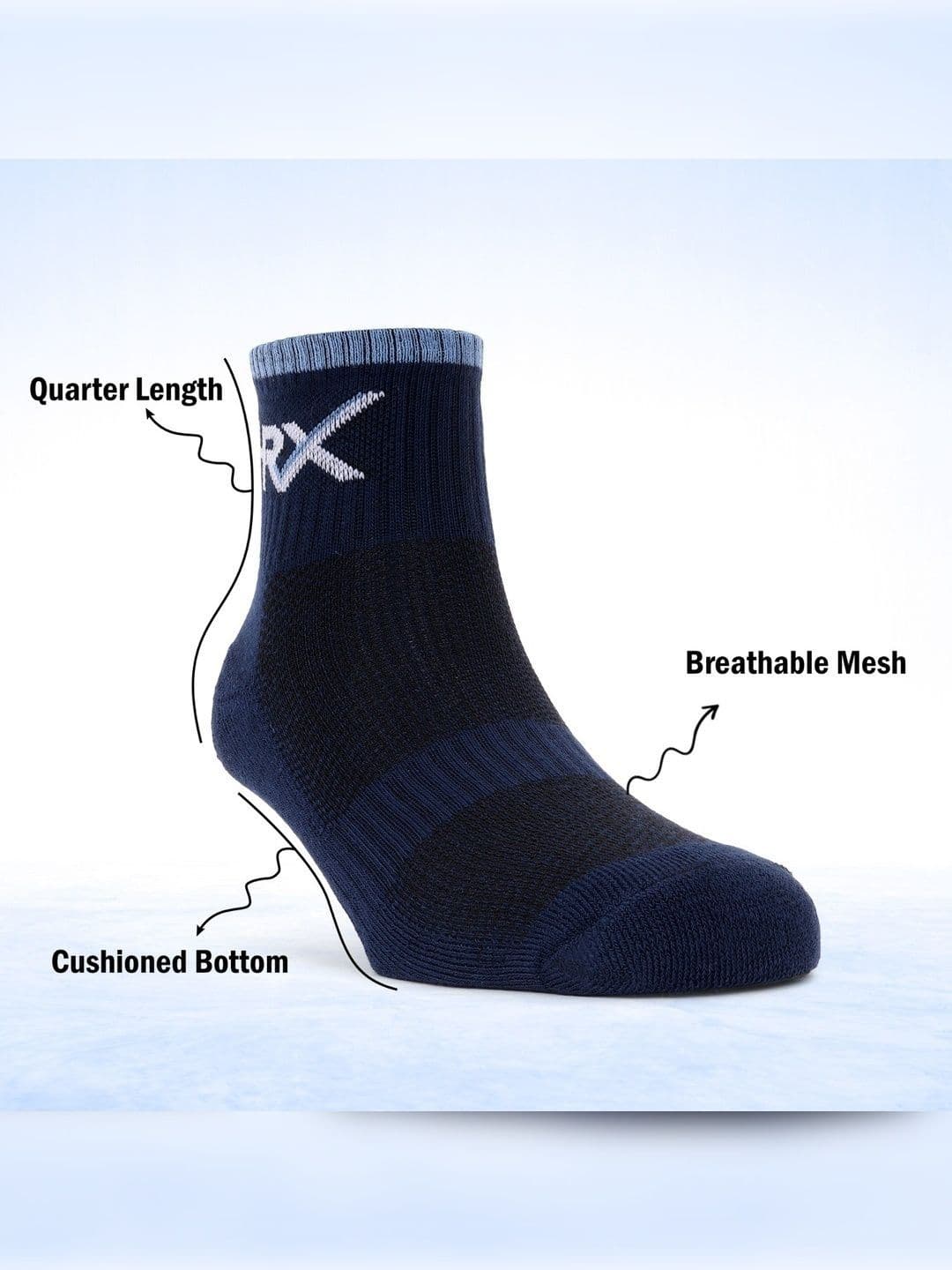 HRX by Hrithik Roshan Men Pack of 3 Cotton Blend Patterned Ankle Length Socks thumbnail 5