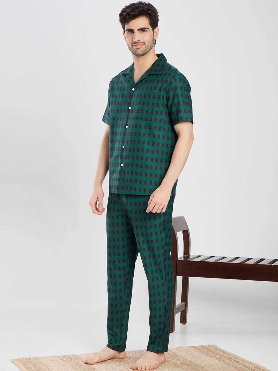 ETC Men Checked Night suit thumbnail 3