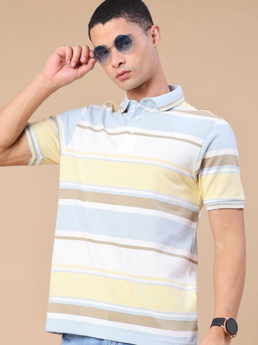 V-Mart Men Striped Polo Collar T-shirt thumbnail 3
