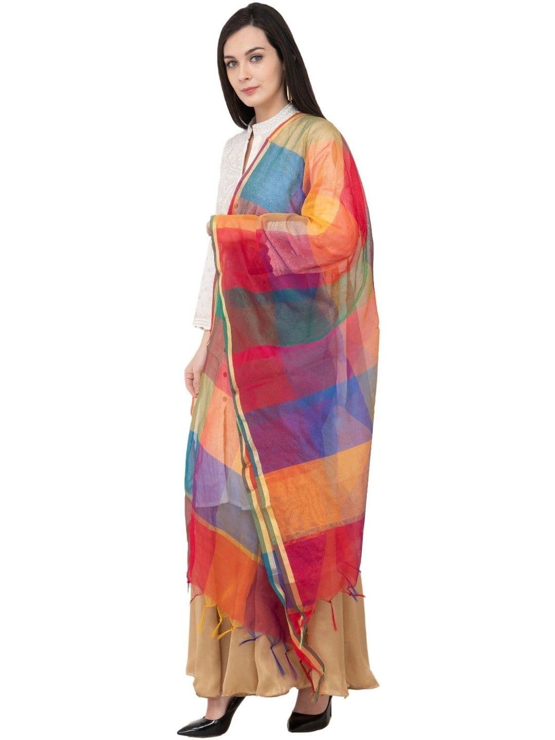 A R SILK Checked Dupatta thumbnail 3