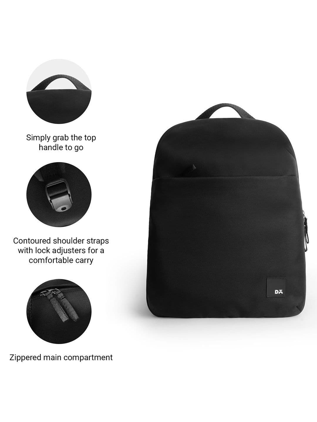 DailyObjects Ultra Light Office Travel Laptop Backpack 15in Compartment Water Repellent Multi Pocket Black Unisex thumbnail 3