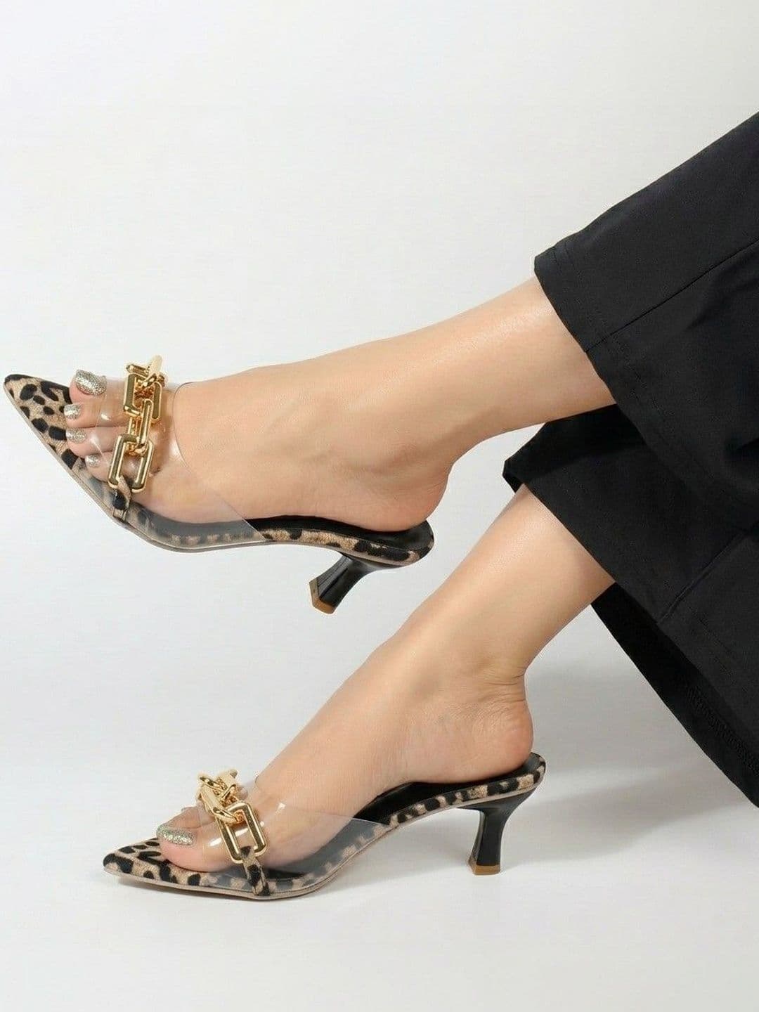 AVIVASTYLE Printed Party Slim Heeled Mules - view 1