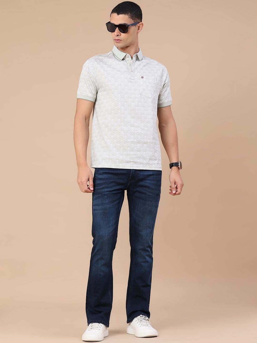 V-Mart Men Floral Printed Polo Collar Pockets T-shirt thumbnail 4