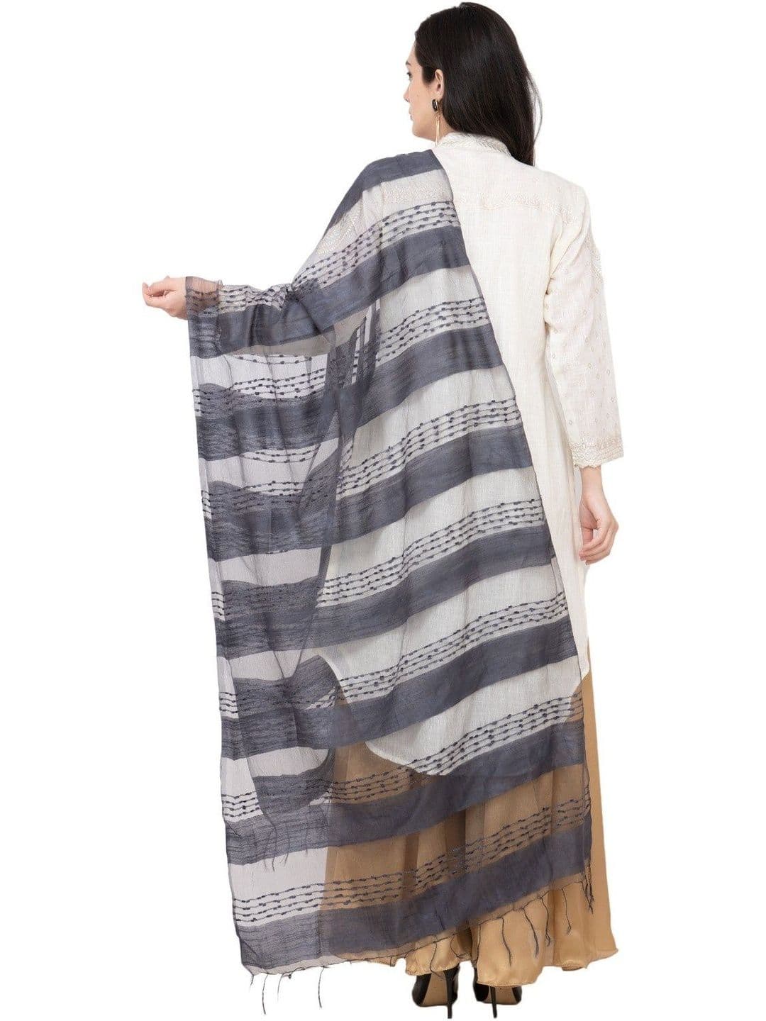 A R SILK Striped Dupatta thumbnail 3