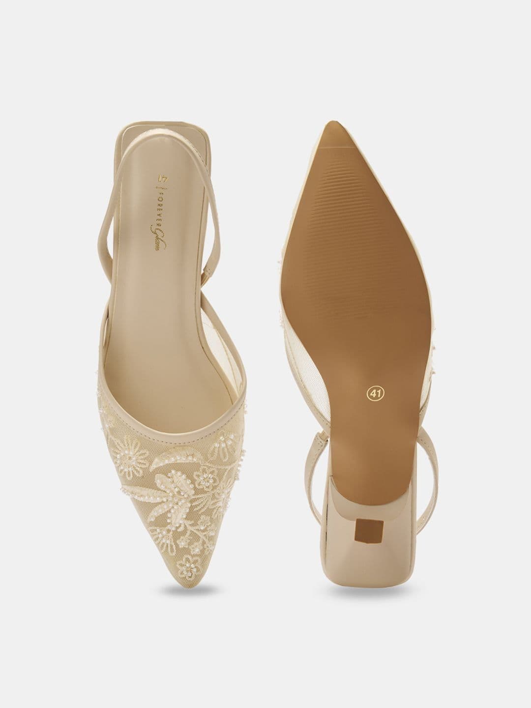 Forever Glam by Pantaloons Embellished Party Kitten Pumps thumbnail 5