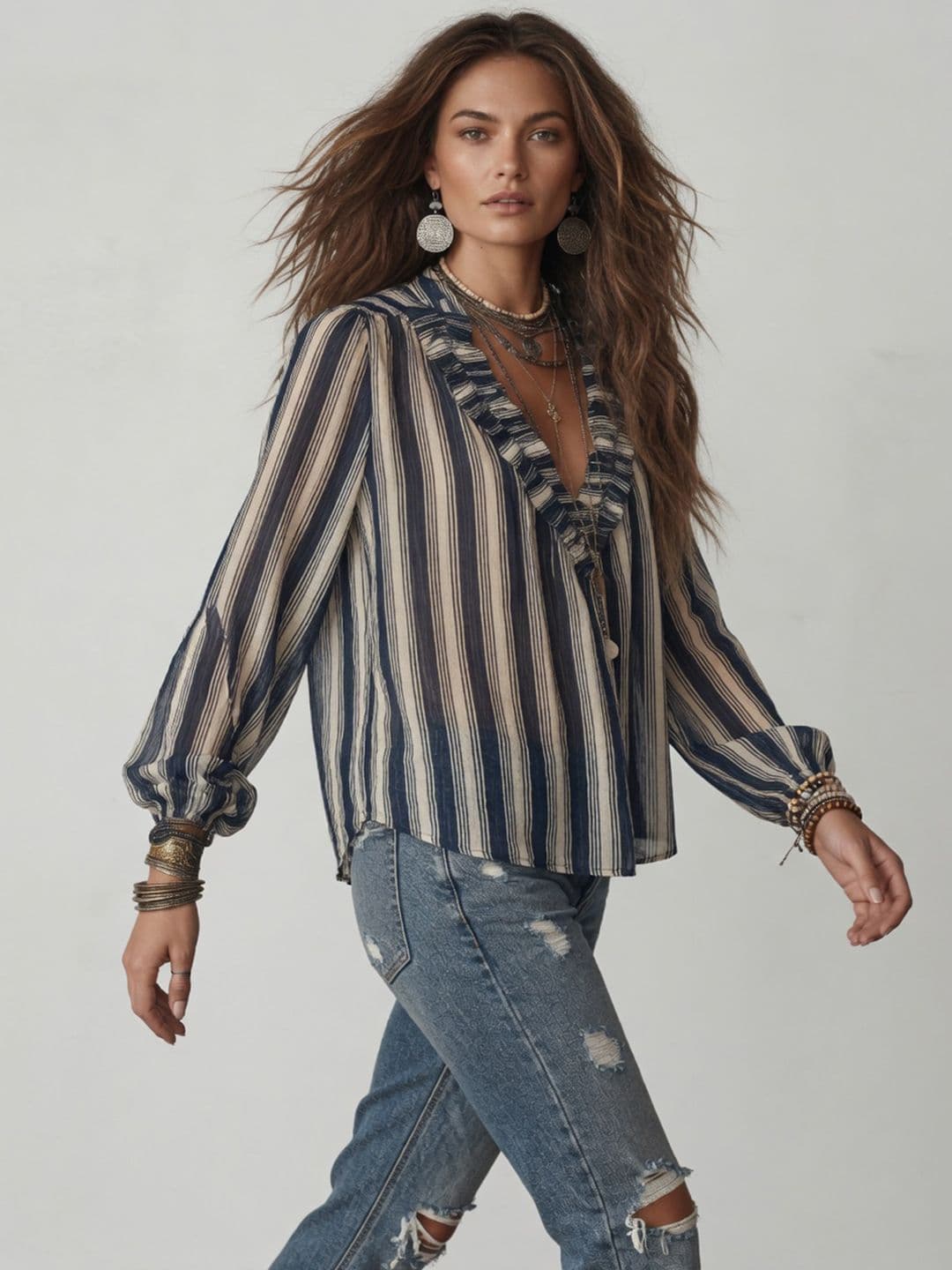 StyleCast x Revolte Striped Tie-Up Neck Top thumbnail 6