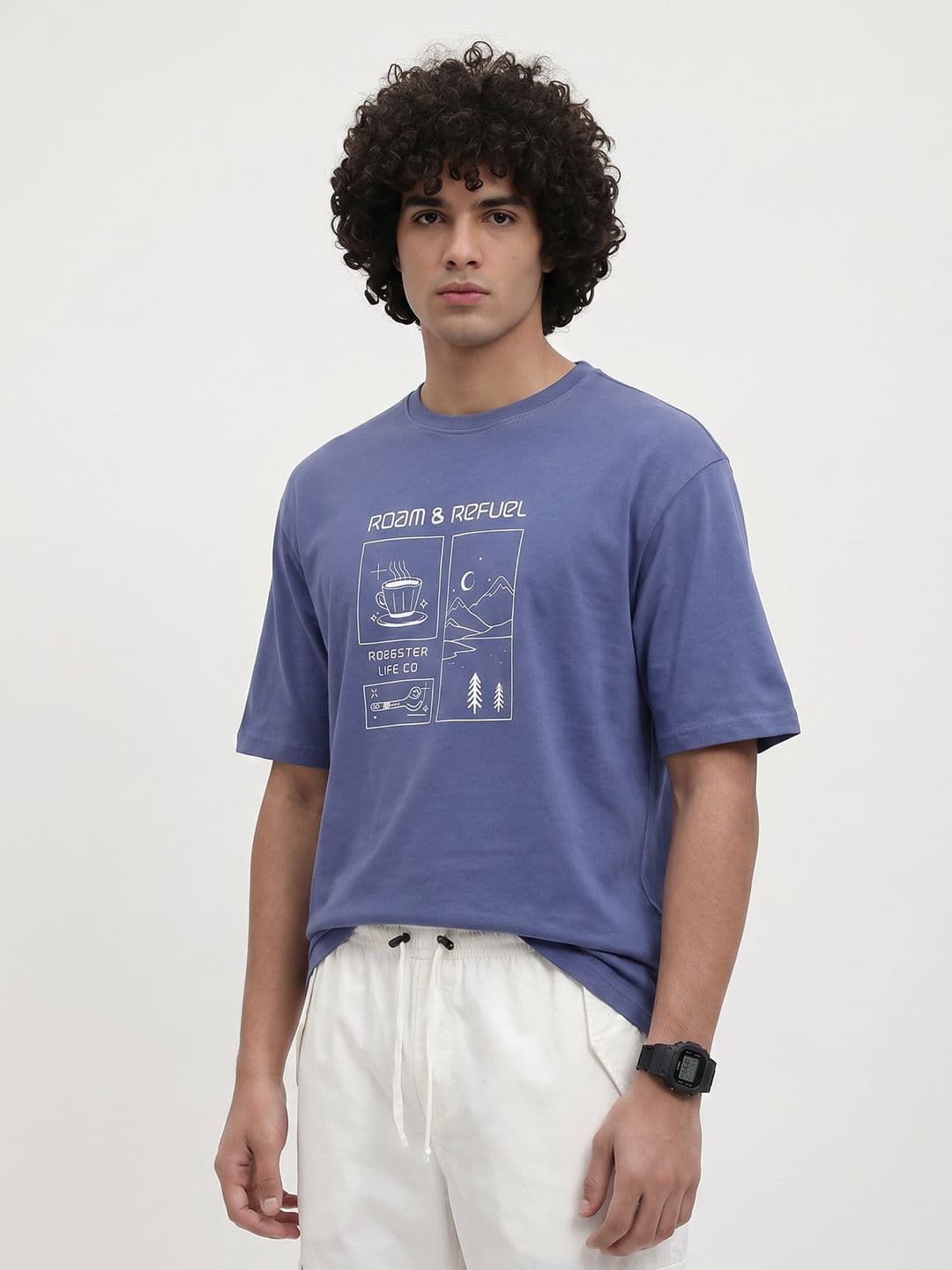 The Roadster Life Co. Relaxed Fit Printed Pure Cotton T-Shirt thumbnail 2