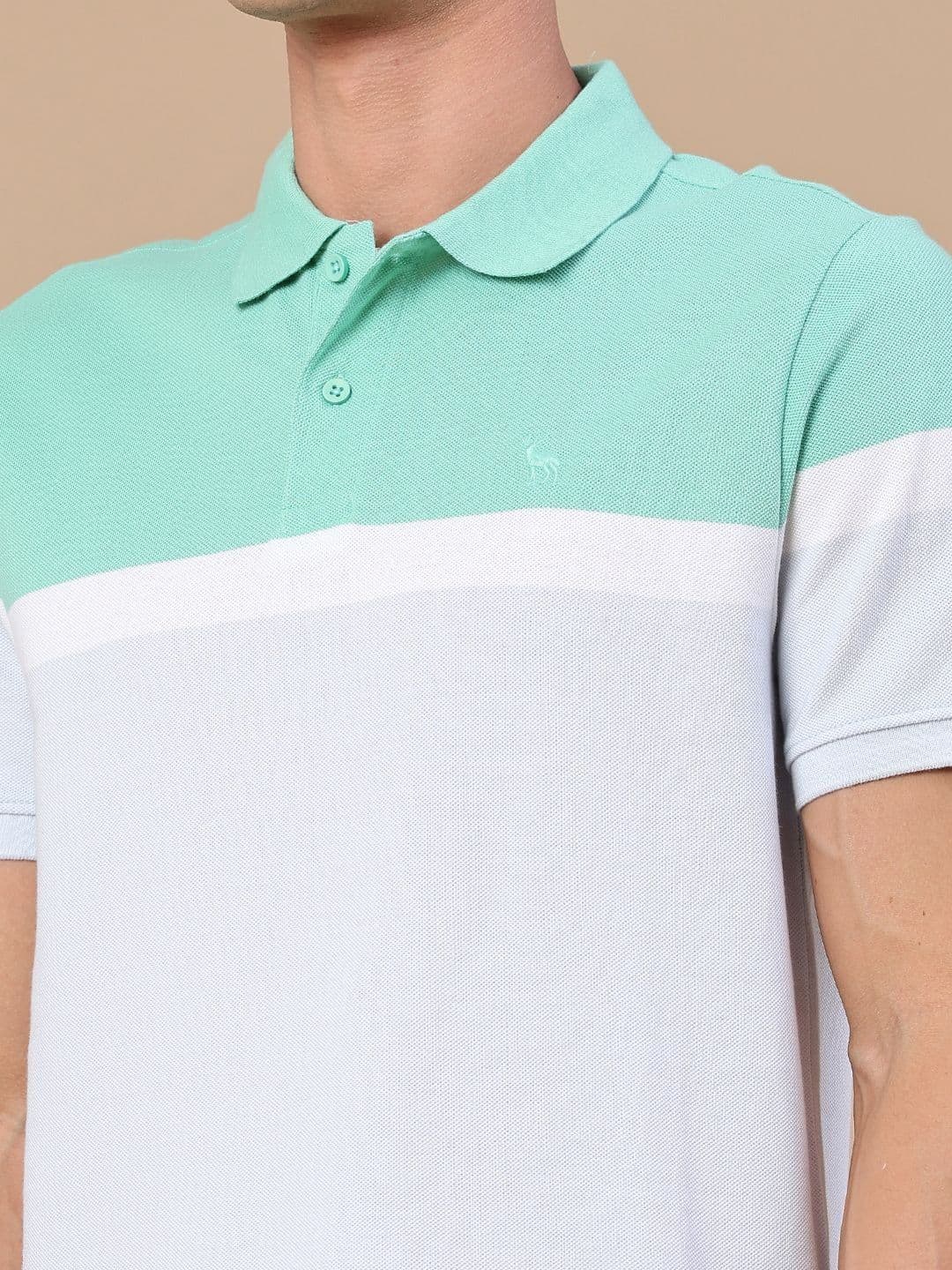 V-Mart Men Colourblocked Polo Collar T-shirt thumbnail 2