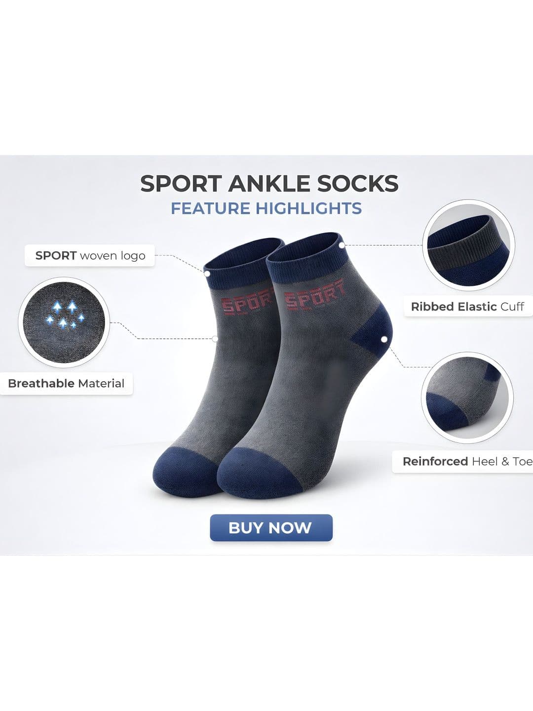 Blacktank Men Pack of 5 Cotton Colourblocked Ankle Length Socks thumbnail 2