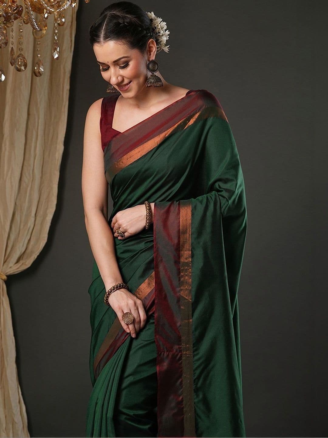 maatirang Woven Design Silk Blend Handloom Saree thumbnail 3