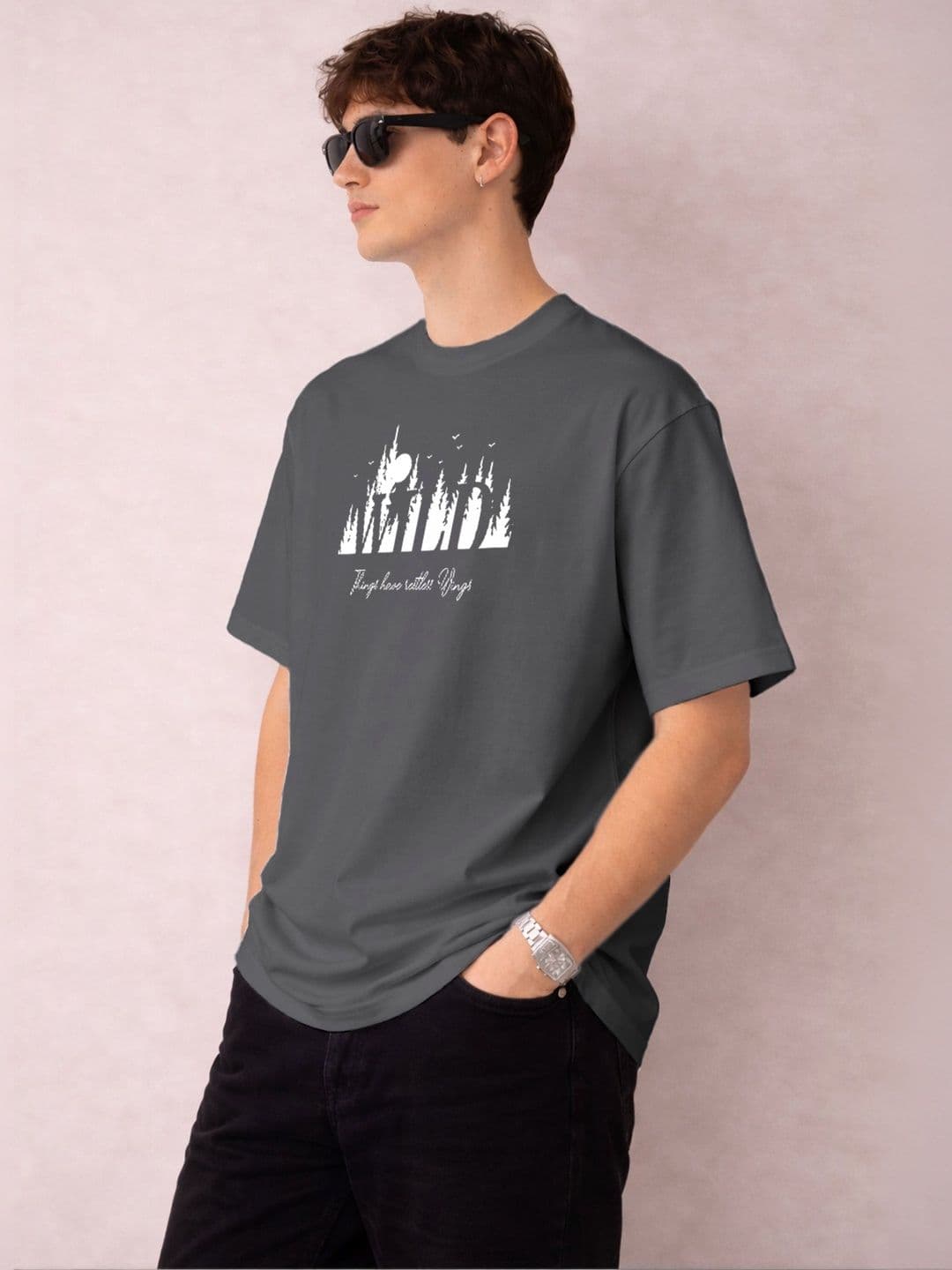 The Roadster Lifestyle Co Printed Organic Cotton Round Neck Oversized Tshirts thumbnail 4