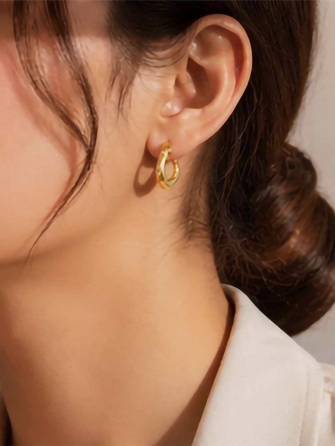 Utkarsh Women Stainless Steel Circular Half Hoop Earrings thumbnail 2