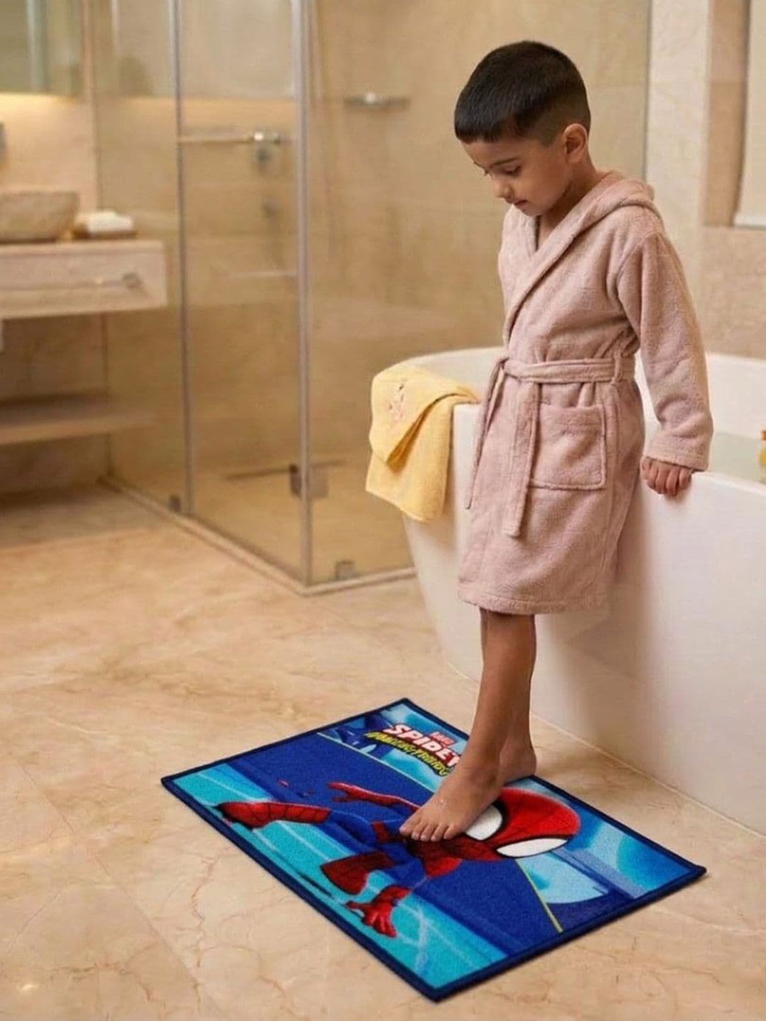 Athom Living Blue Marvel Character Theme Kids Anti Slip Bathmat 57x37 thumbnail 6