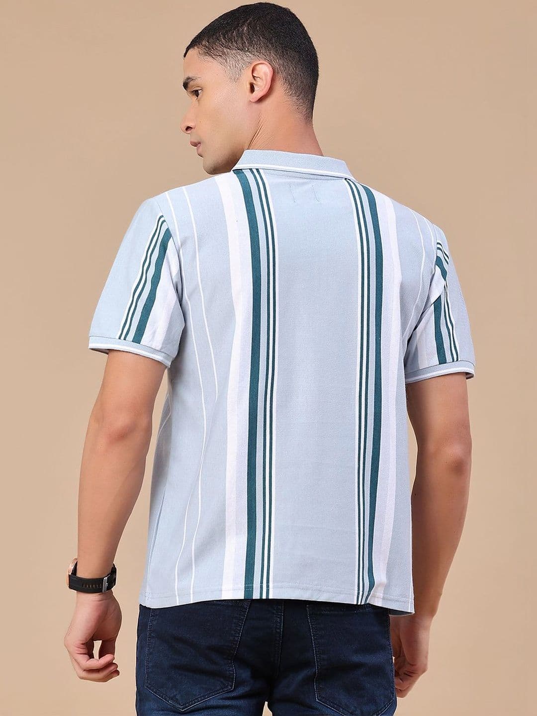 V-Mart Men Striped Polo Collar T-shirt thumbnail 4