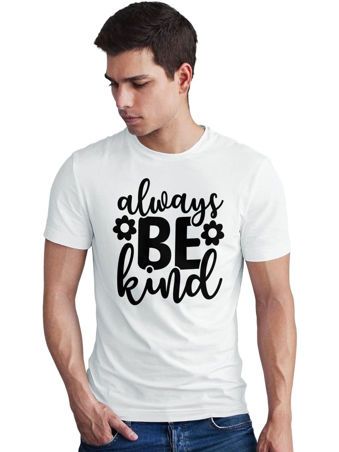 Seekbuylove Men Typography Printed Bio Finish Round Neck Short Sleeves Cotton T-shirt - view 1