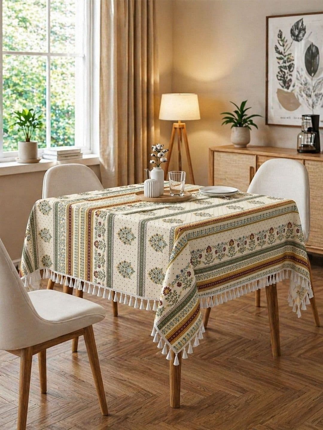RRC Cream-Coloured Set of 6 Floral 6-Seater Table Cover thumbnail 3