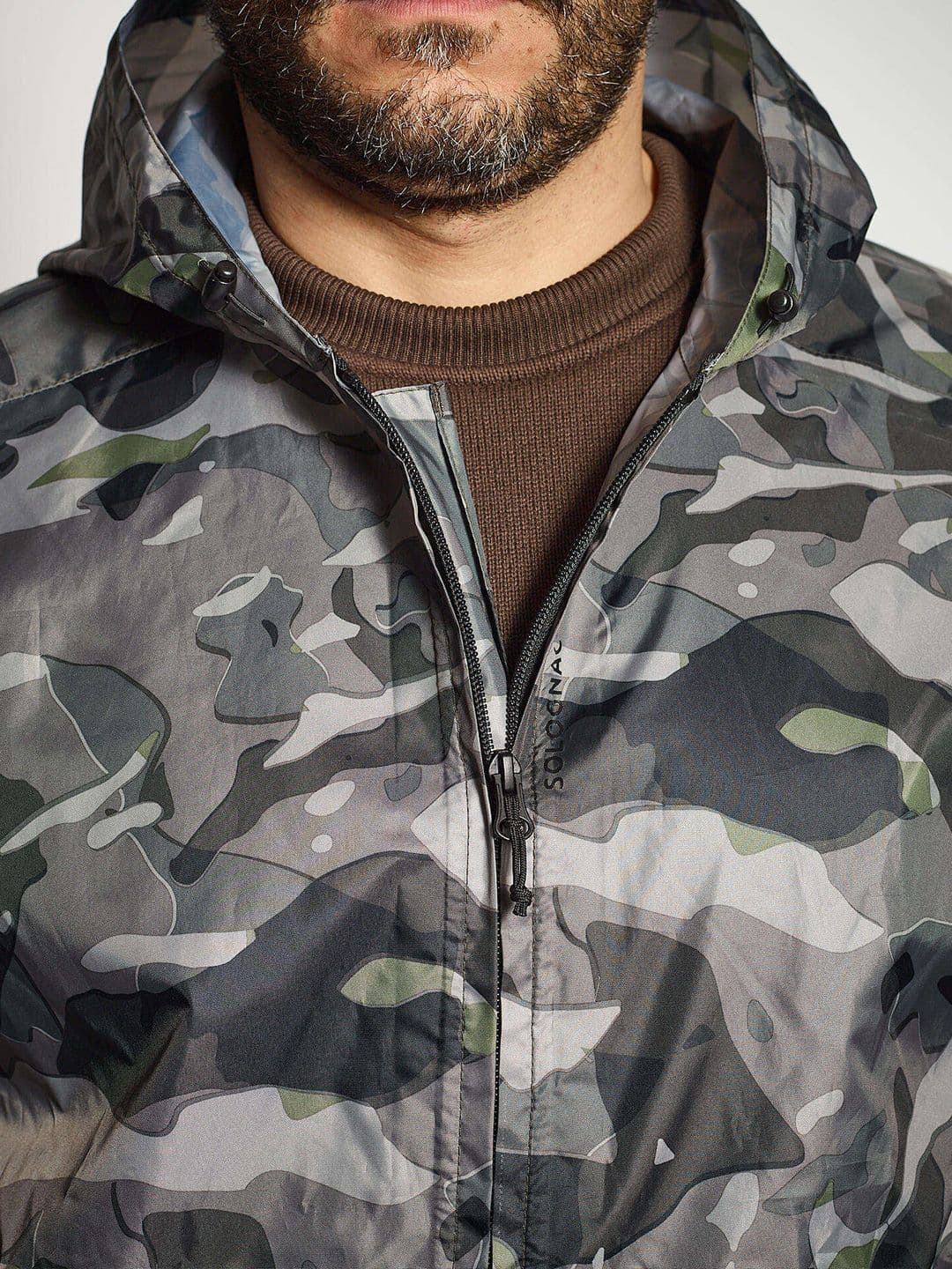 Decathlon Solognac - Men Grey Camo 100 Waterproof Hunting Jacket thumbnail 2