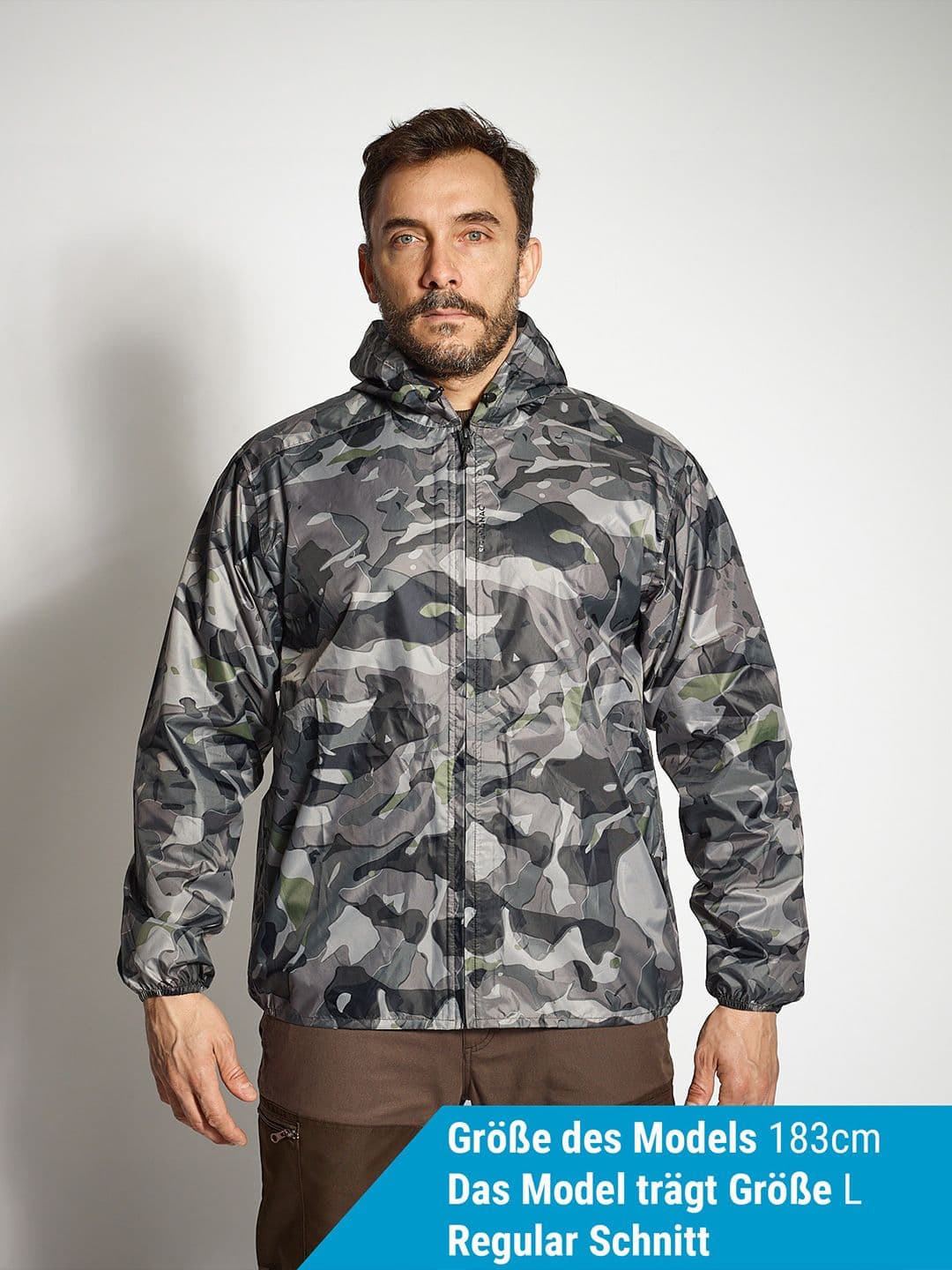 Decathlon Solognac - Men Grey Camo 100 Waterproof Hunting Jacket thumbnail 5