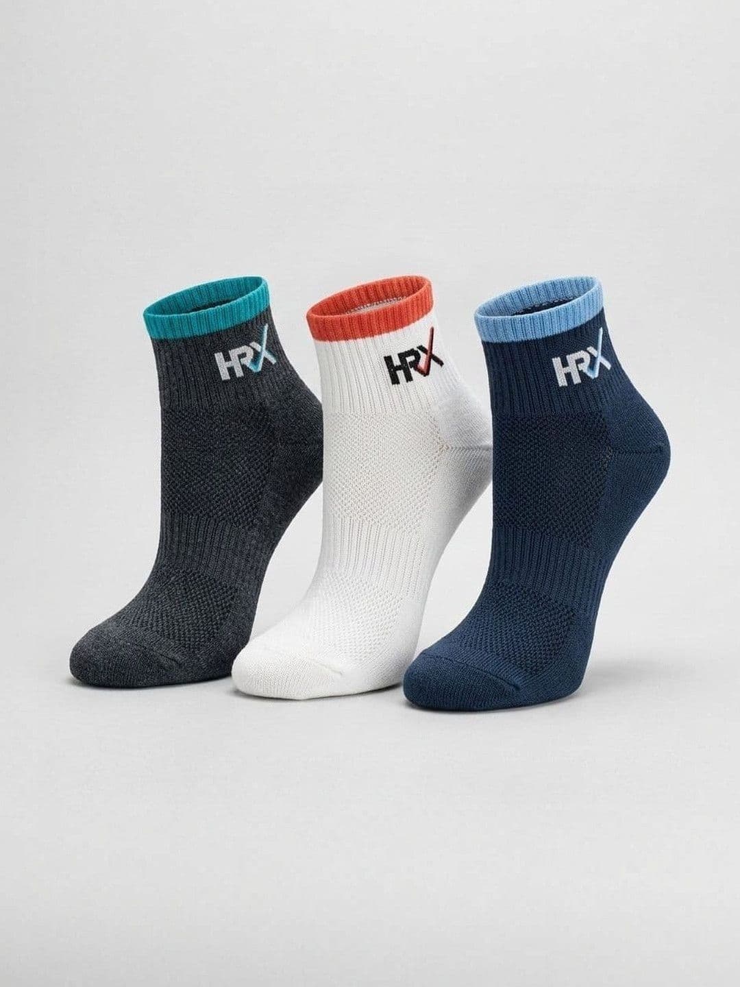 HRX by Hrithik Roshan Men Pack of 3 Cotton Blend Patterned Ankle Length Socks thumbnail 2