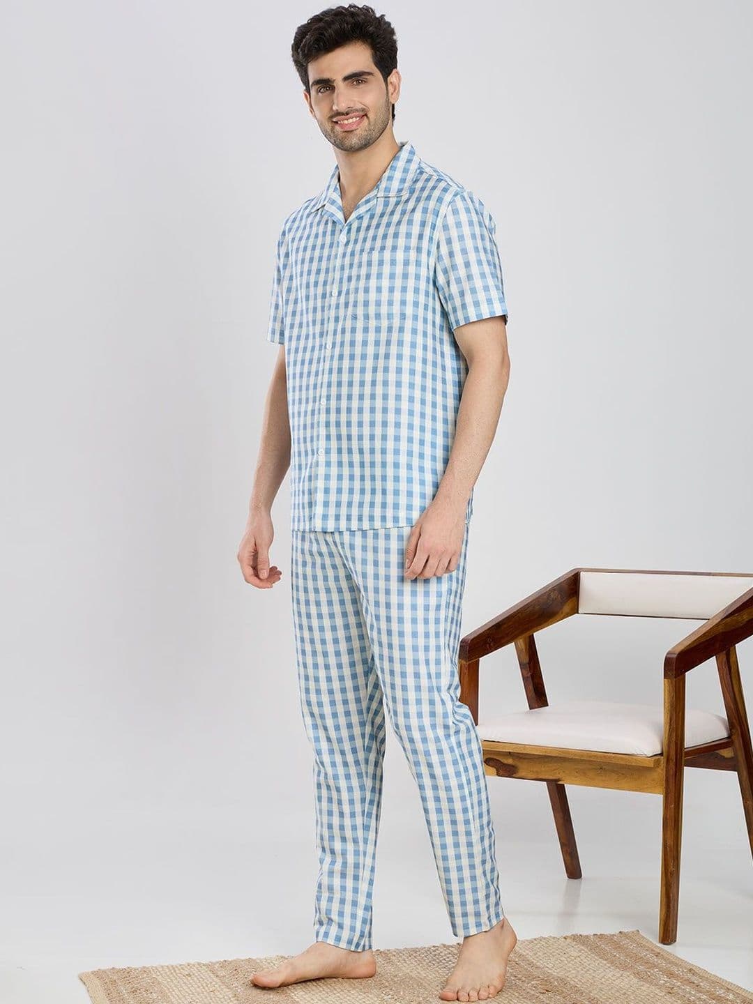 ETC Men Checked Night suit thumbnail 2