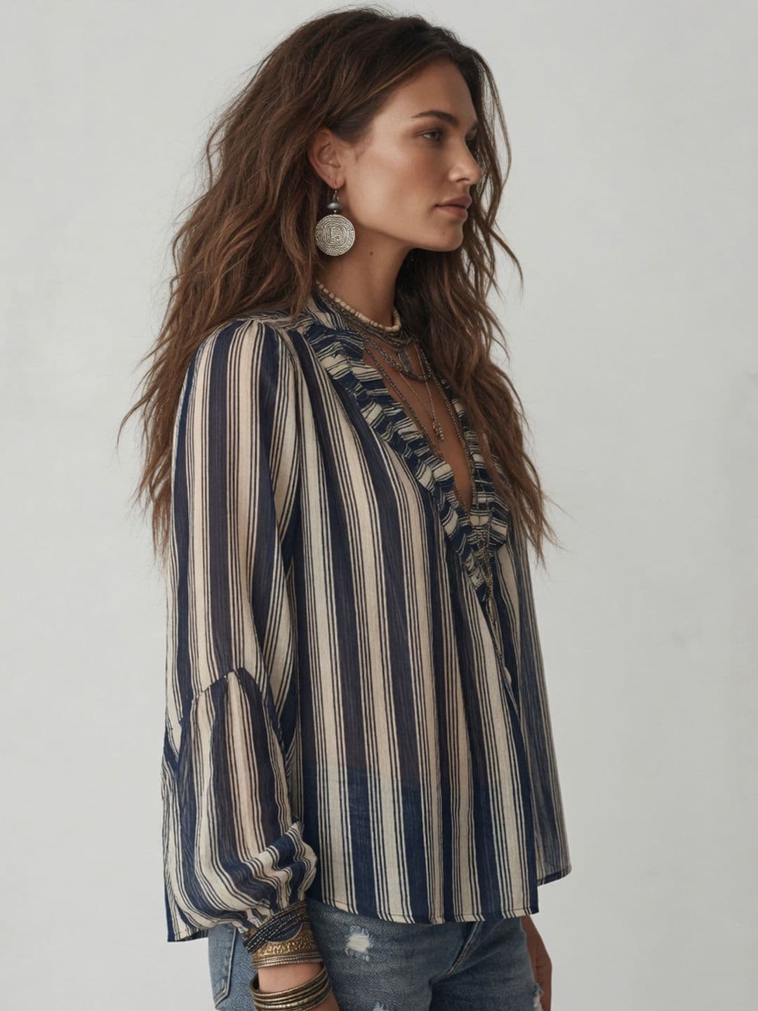 StyleCast x Revolte Striped Tie-Up Neck Top thumbnail 4