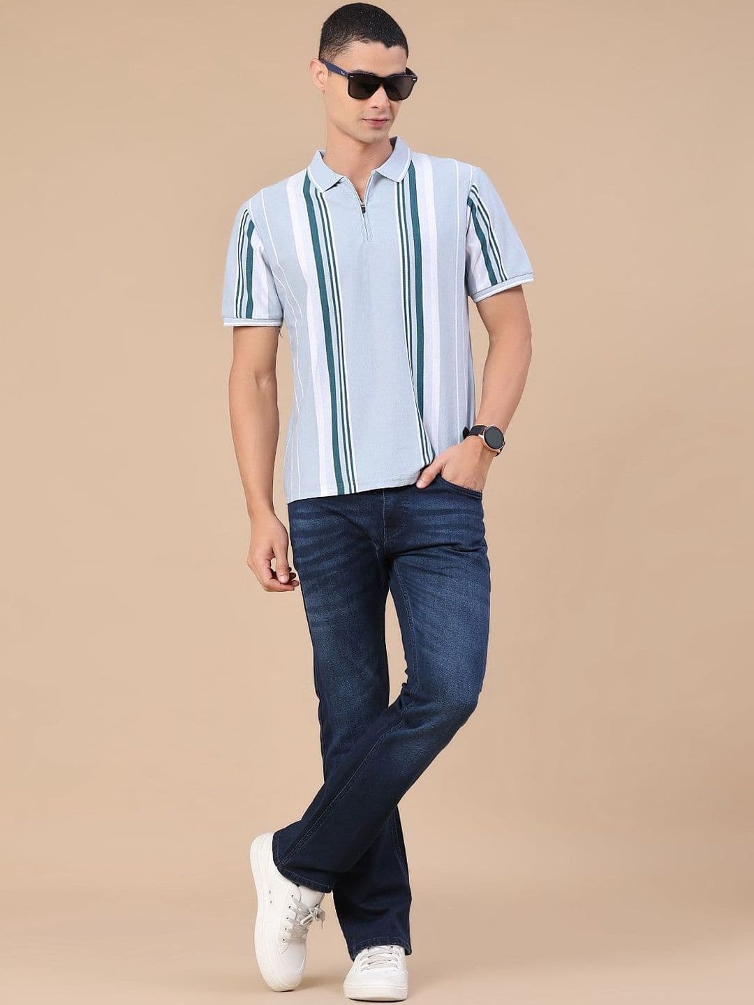 V-Mart Men Striped Polo Collar T-shirt thumbnail 2
